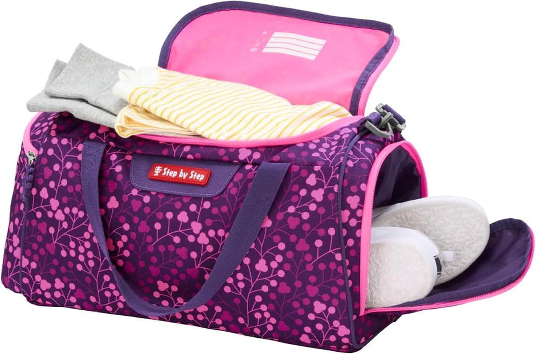 Step by Step Sporttasche „Butterfly Night Ina“, lila-rosa, mit Nasswäschefach, Abnehmbarer Tragegurt