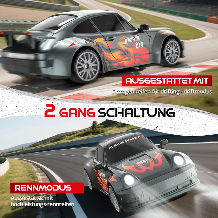 HappyGoLucky Mini RC Drift Auto, 2.4GHz Ferngesteuertes Auto, Massstab 1:24, 10-15KM/H, LED-Lichter,