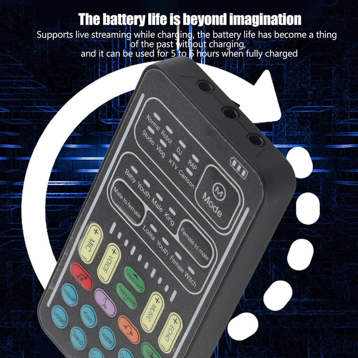 Annadue Voice Changer, I9 Voice Changer Set Tragbarer -Soundkarten-Live-Streaming-Mixer mit Mikrofon