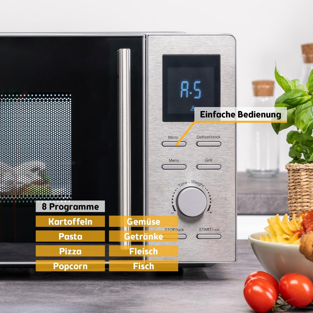 TZS First Austria 2-in-1 Mikrowelle mit Grill, 700W, 900W Grill, digital, 20L Kapazität, LED-Display
