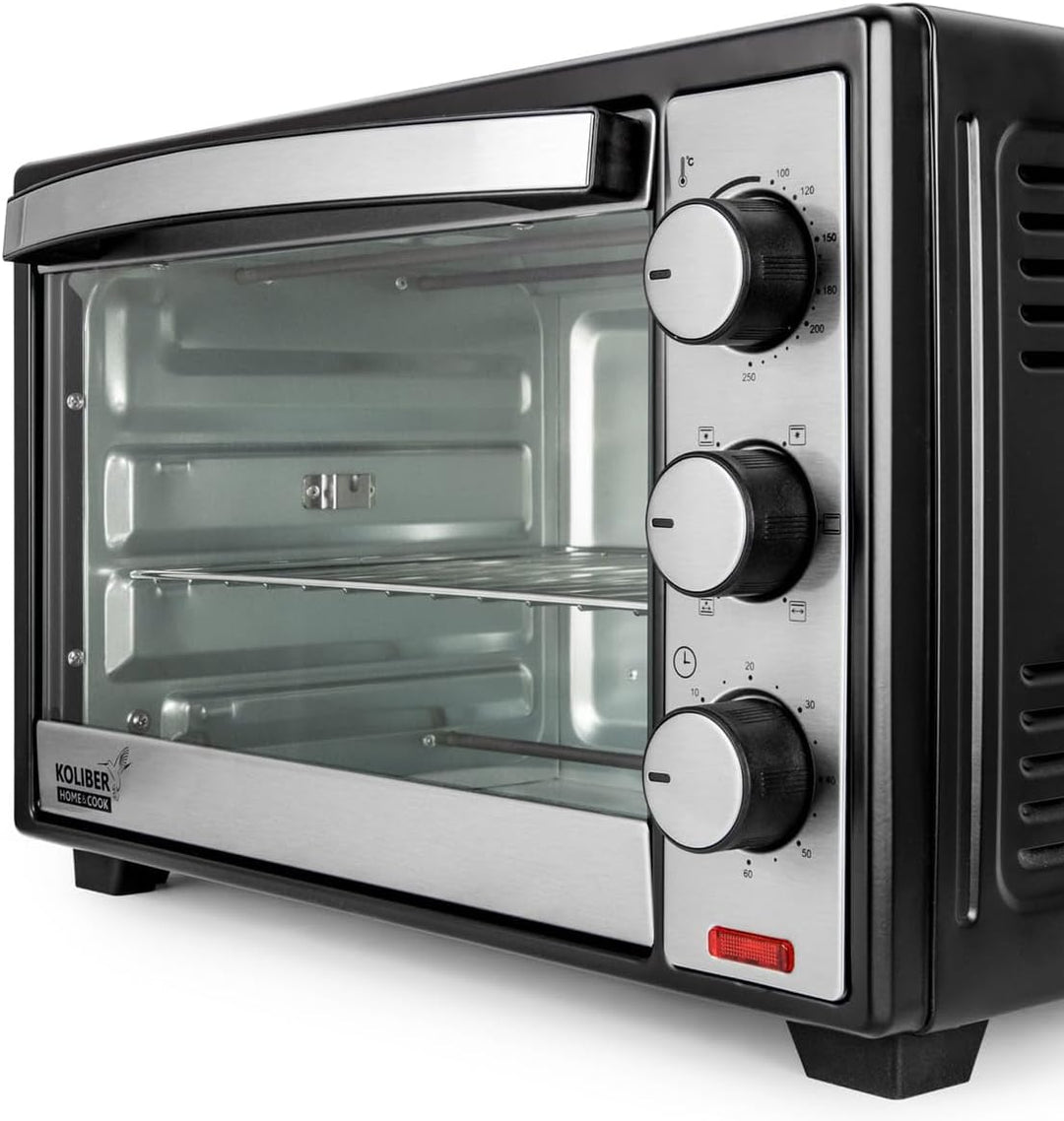 Koliber SUPERMAX X 2000W Mini Backofen 25L Umluft Drehspiess Pizzaofen Tischbackofen Edelstahl 1600W