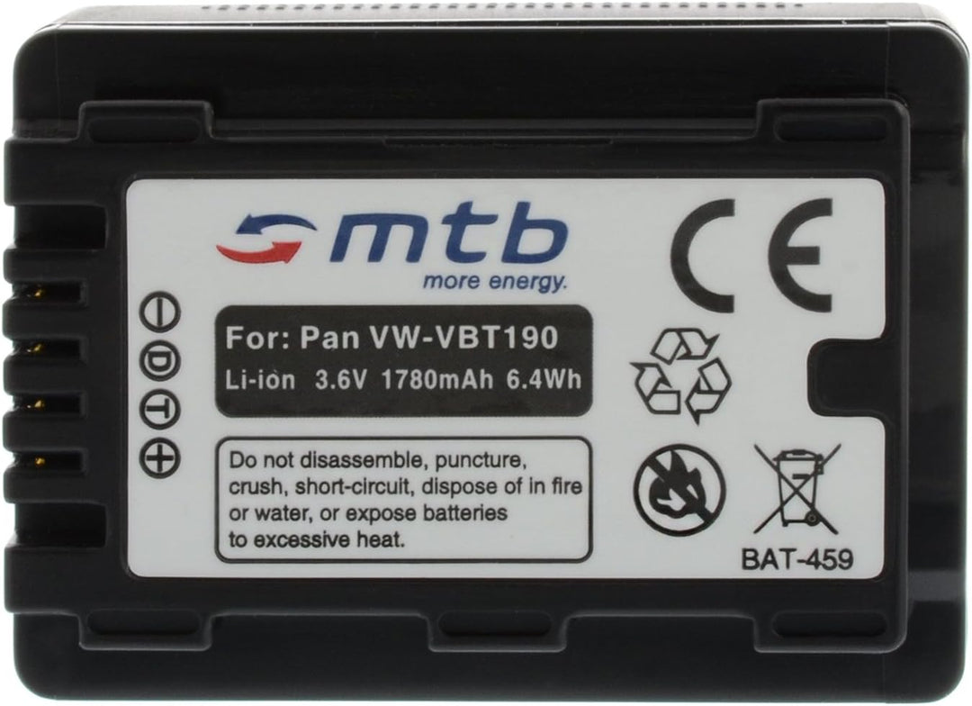 2 Akkus + Ladegerät (Netz, KFZ) für VW-VBT190 / Panasonic HC-V130, V160, 270, 380, V727... s. Liste!