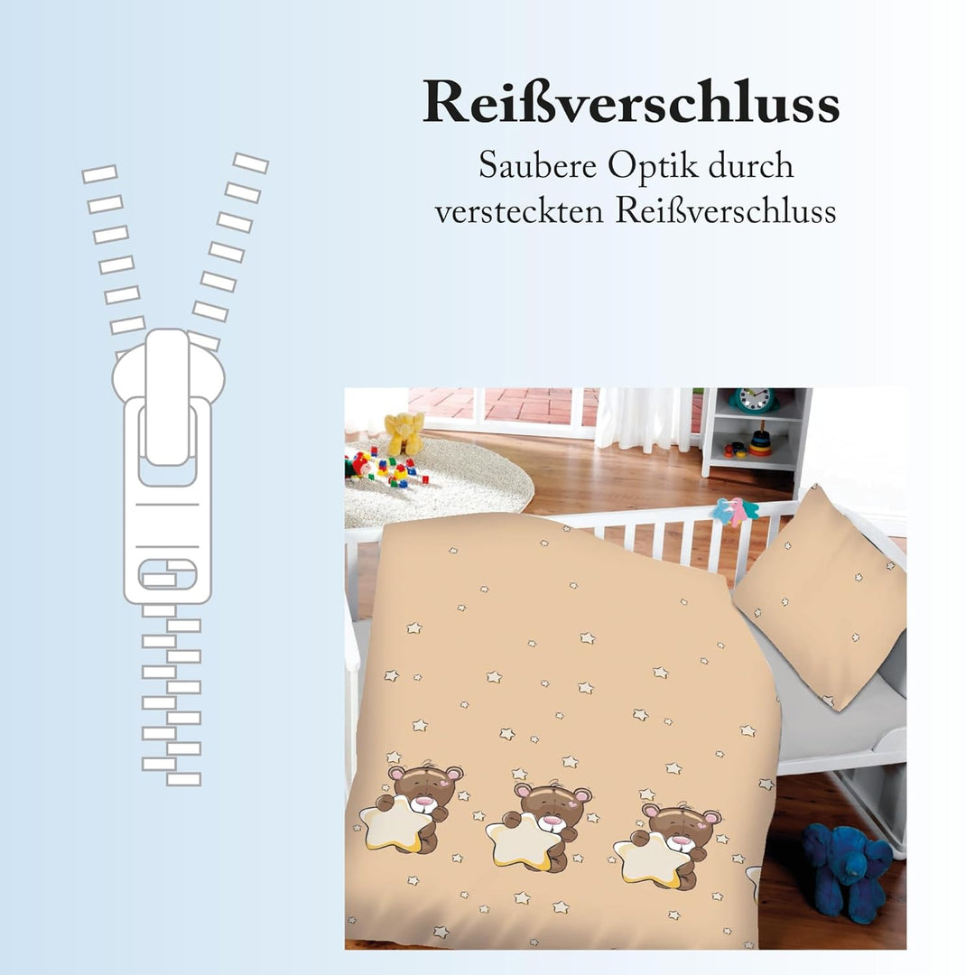 Bestlivings Kinder Bettwäsche 2-TLG (100x135cm / 40x60cm) Bettdecken Set, 100% Baumwolle - Babybettw