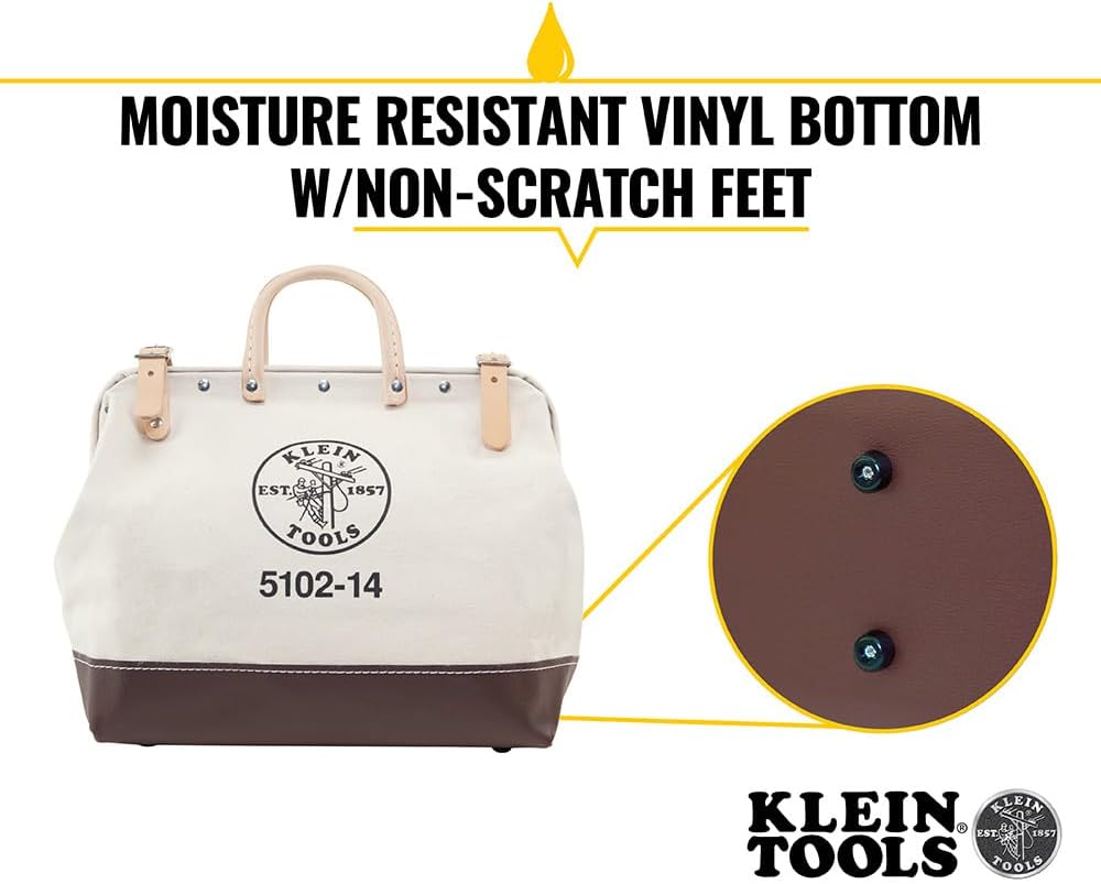 Klein Tools 5102-14 Werkzeugtasche aus Naturleinen, strapazierfähig, Werkzeugtasche, Mehrzwecktasche
