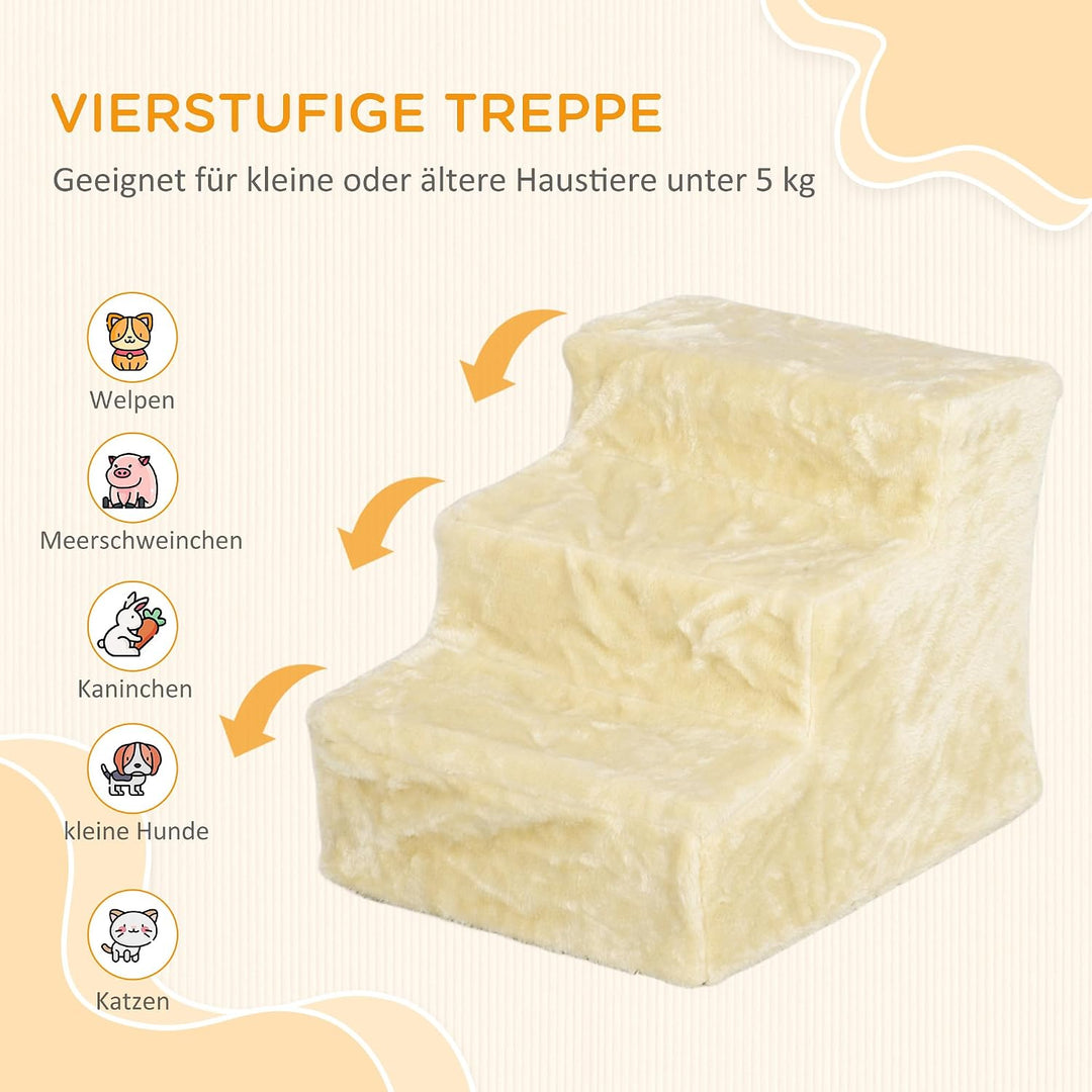 PawHut Hundetreppe 3 Stufen 35 cm Hoch Haustiertreppe für kleine Hunde oder Katzen, Katzentreppe Hun