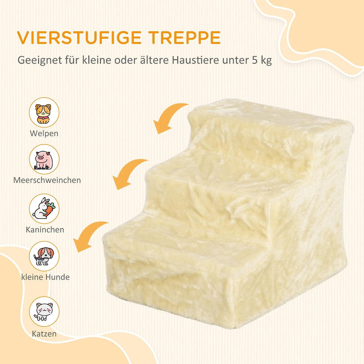 PawHut Hundetreppe 3 Stufen 35 cm Hoch Haustiertreppe für kleine Hunde oder Katzen, Katzentreppe Hun