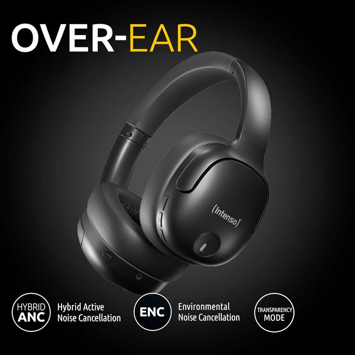 Intenso O400HA Over-Ear Kopfhörer - Hybrid Active Noise Cancelling, bis zu 75 Stunden Laufzeit und B