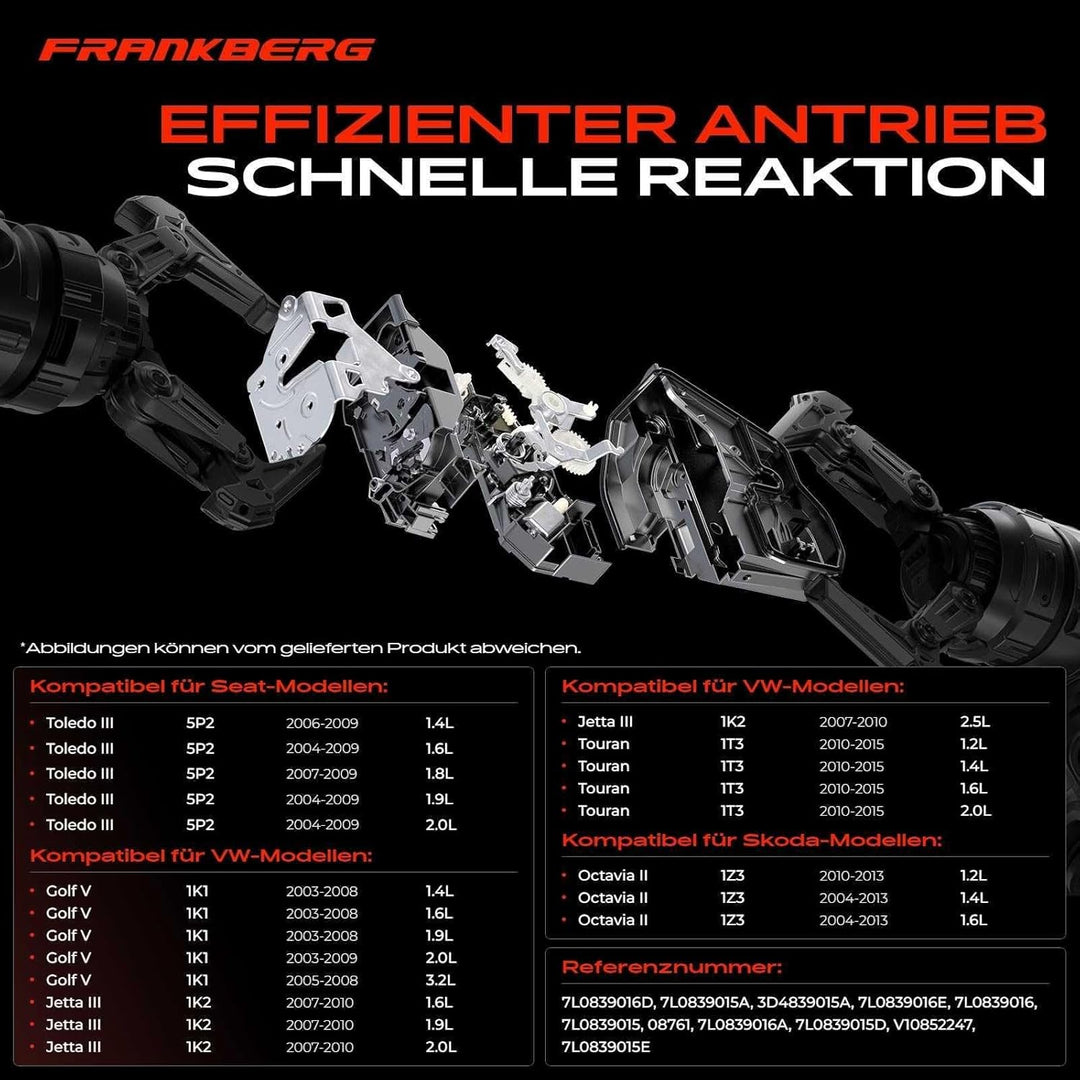 Frankberg 2x Türschloss Stellmotor Hinten 7-Polig Kompatibel mit Octavia 2004-2013 Golf 2003-2013 J.