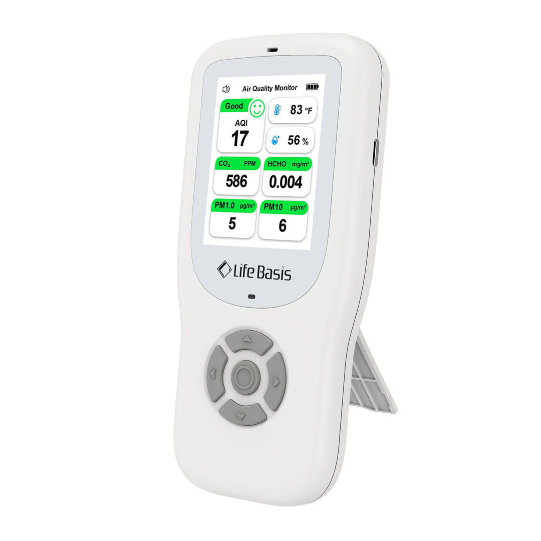 LifeBasis 10 in 1 RaumLuftqualitätsdetektor Formaldehyd-Detektor AQI-Verschmutzungsmonitor mit Tempe