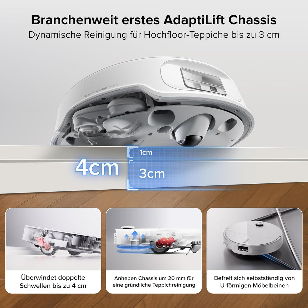 roborock Qrevo Curv 2 Pro Saugroboter mit Wischfunktion&Hebarem Wischmopp, 25.000 Pa HyperForce Saug