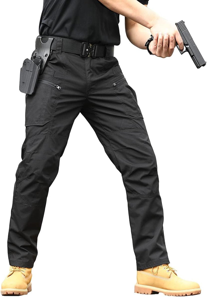 CARWORNIC Herren Taktische Hose wasserdichte Cargo Hose Militär Outdoorhose 30W / 32L Schwarz, 30W /