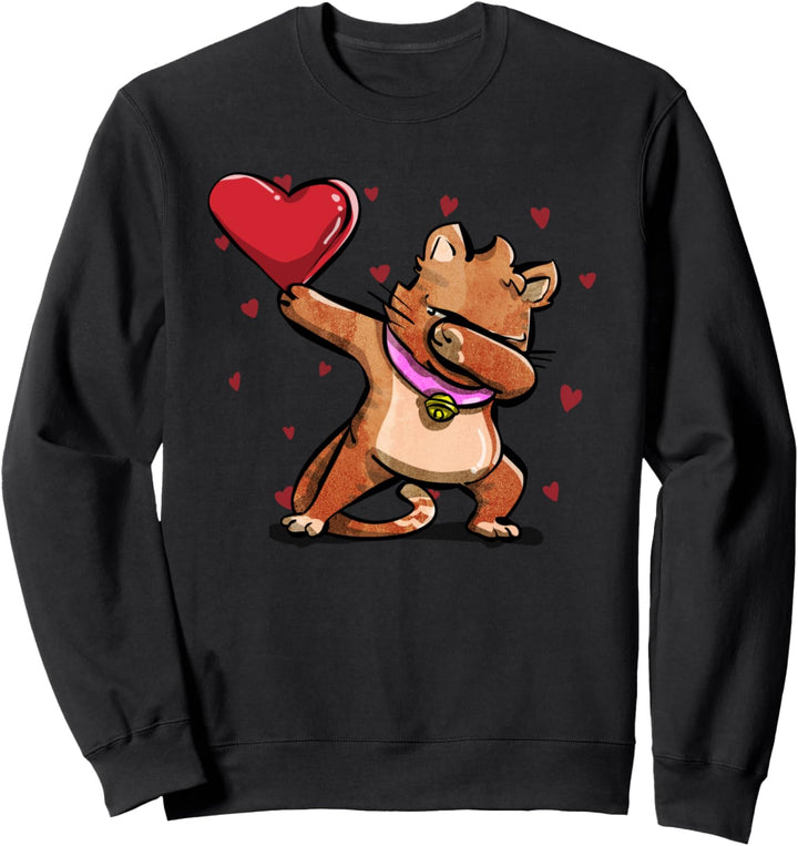 Tupfender Katze & Herz - Lustige Valentinestag Geschenke Sweatshirt