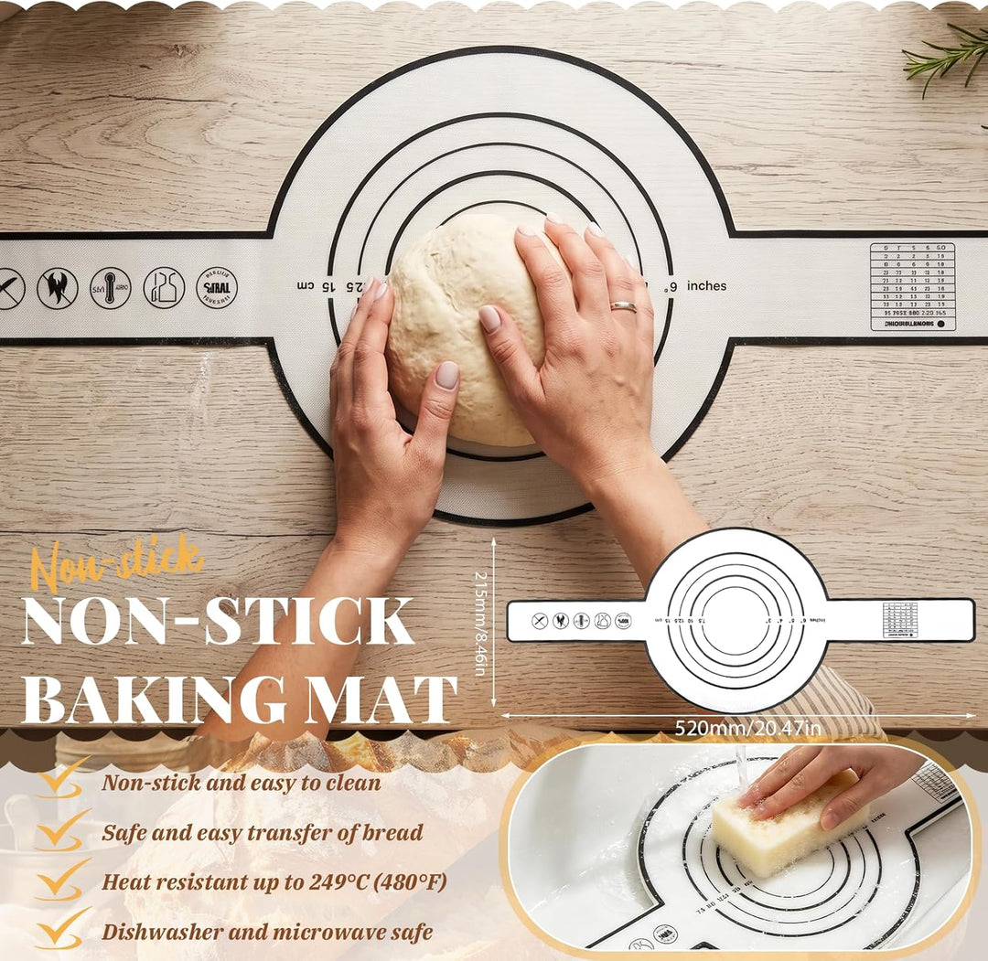 IIRC Sauerteig Starter Set mit Gärkorb Brot – Silikon Gärkörbchen(28,8cm Ovale und 25,8cm Runde) & Z