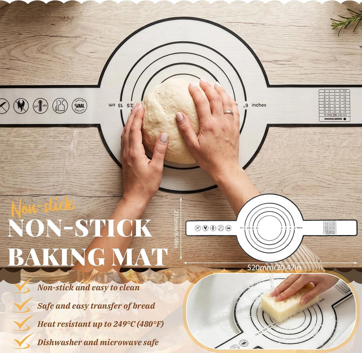 IIRC Sauerteig Starter Set mit Gärkorb Brot – Silikon Gärkörbchen(28,8cm Ovale und 25,8cm Runde) & Z