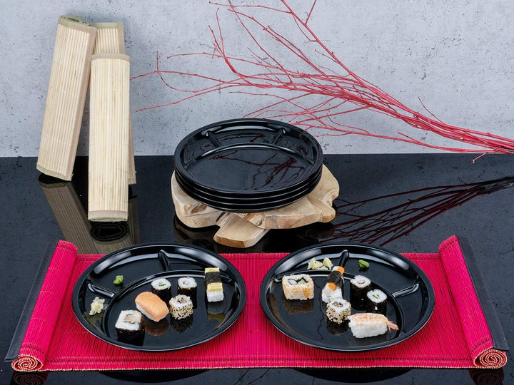 CreaTable, 22921, Serie Fondue und Grill-Teller UNIVERSAL SCHWARZ, Geschirrset, Fondueteller 4 teili