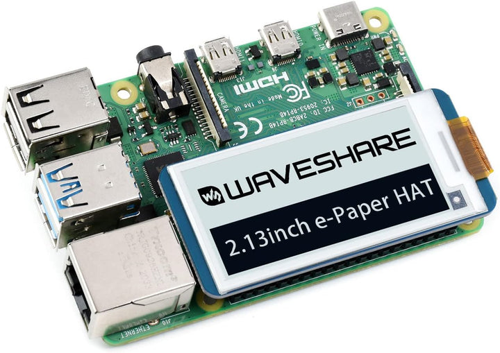 waveshare 2.13inch E-Paper Display HAT V4 Version 250x122 Resolution 3.3V/5V Two-Color e-Ink Display
