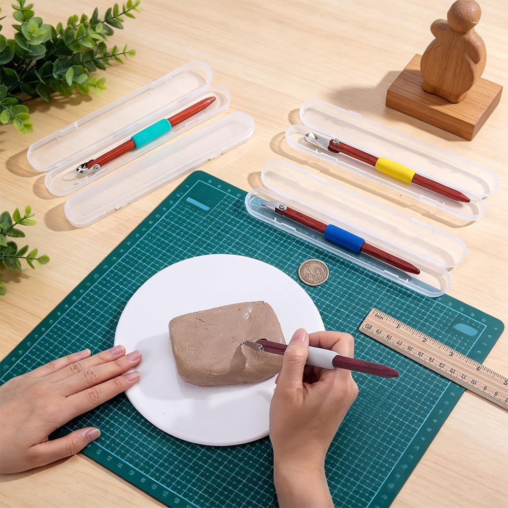 FINGERINSPIRE 4 Stück Töpferei Schnitzwerkzeuge 304 Edelstahl Ton Modelliermesser mit Holzgriffen Ke