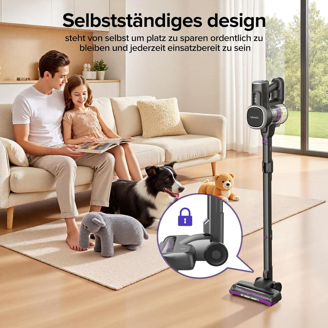 Lubluelu Kabelloser Staubsauger 400W, 45.000Pa Saugkraft, 50 Min Laufzeit, Anti-Tangle-Bürste & 2 Fi