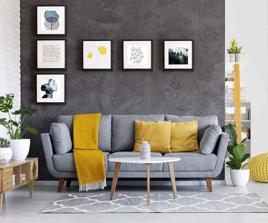 BD ART 50x50 cm gross Box 3D Objektrahmen Bilderrahmen mit Passepartout 40x40 cm, Schwarz Quadratisc