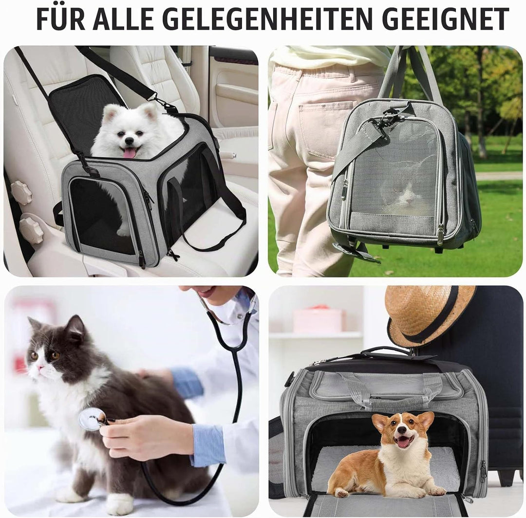 40*25*25cm Katzentransporttasche Haustiertasche kleine, 3kg Faltbare Transportbox Katze mit Schulter
