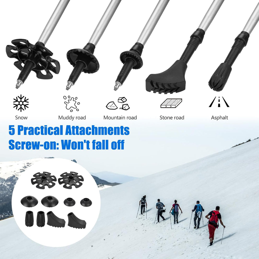 2 Stück Aluminium Wanderstöcke für Damen und Herren, Nordic Walking Stöcke, Leichte Wanderstöcke Tel