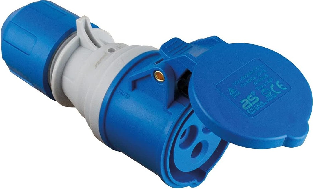 as - Schwabe Camping CEE-Adapterleitung 1,5 m - CEE-Stecker 5-polig + CEE Kupplung mit powerlight Sp