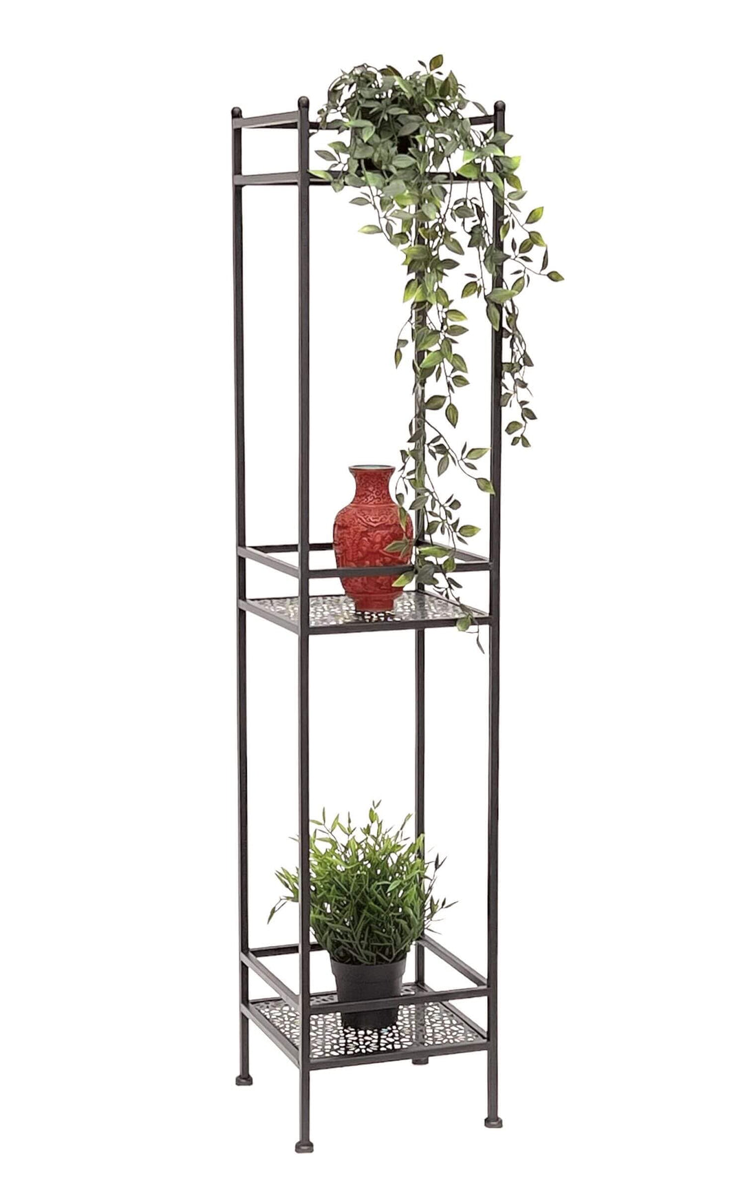 DanDiBo Standregal Schwarz Metall Schmal Stehend 3 Ebenen 110 cm Regal Küche Küchenregal 96485 Metal