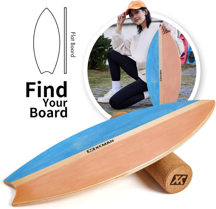 XCMAN Surf Balance Board Trainer Mit Rolle - Stabilitätstrainer Für Erwachsene Und Kinder, Zum Surfe