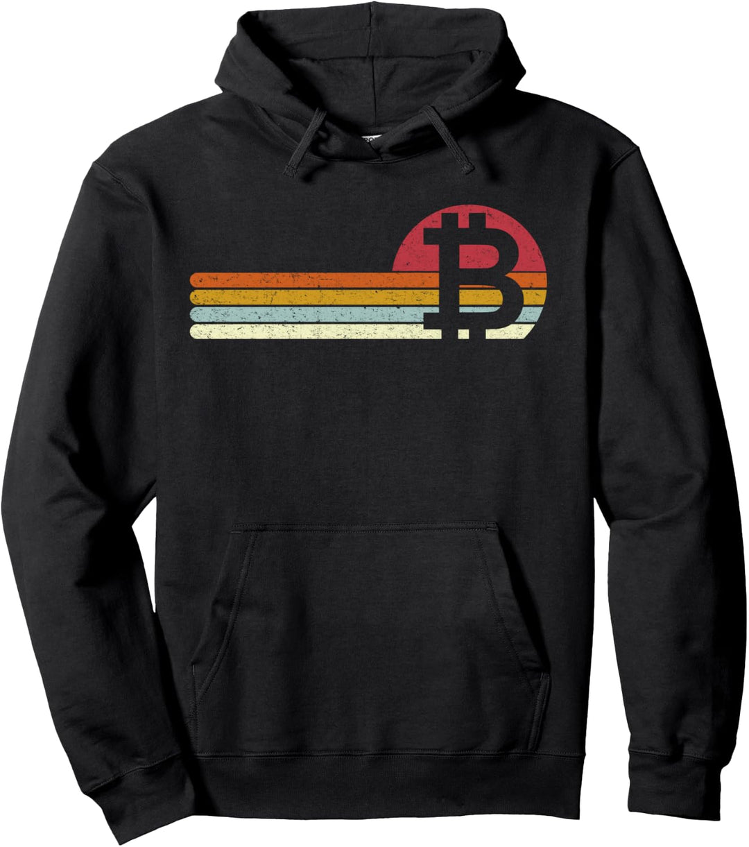 Sunset Btc Bitcoin Distressed Pullover Hoodie