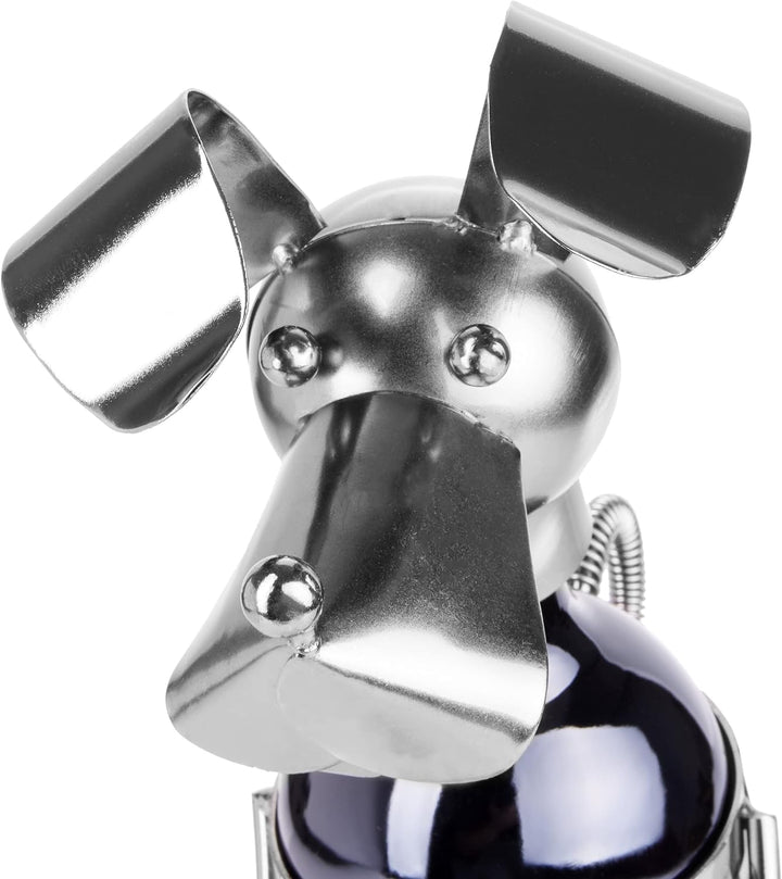 BRUBAKER Weinflaschenhalter Hund Flaschenständer Deko-Objekt Metall mit Grusskarte für