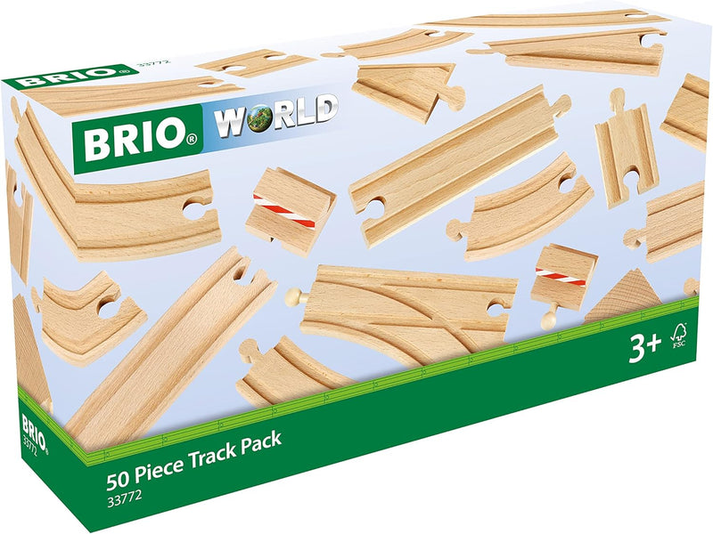 BRIO World 33772 Grosses Schienensortiment 50 Teile - Schienen Set Eisenbahn - Kleinkindspielzeug em