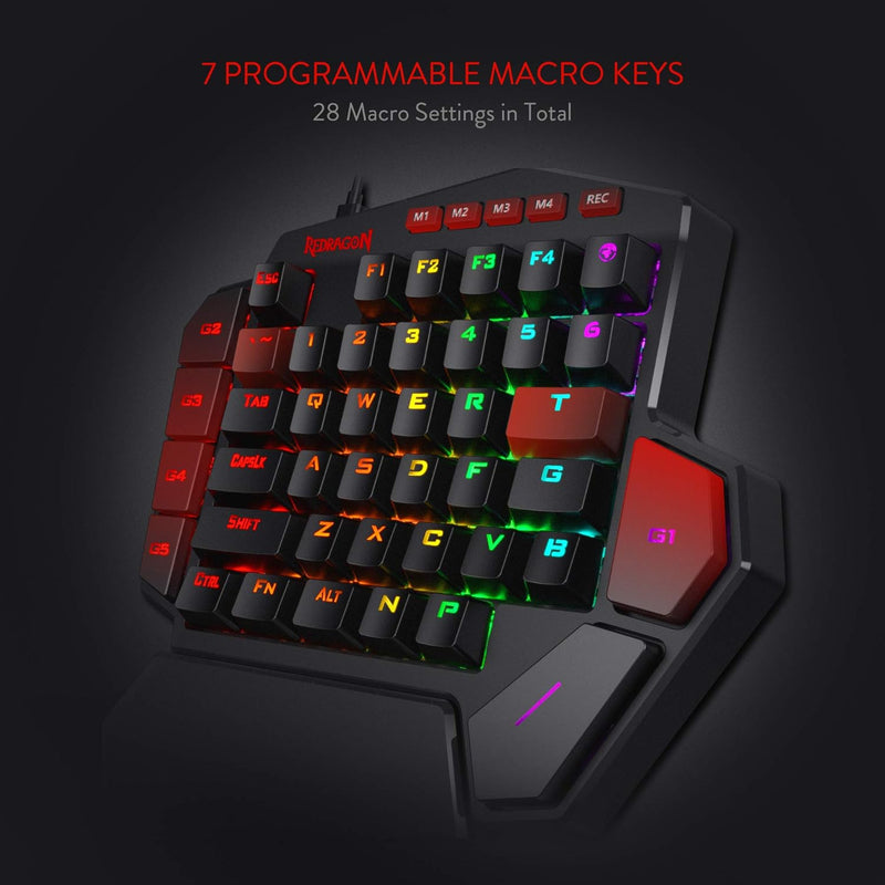 Redragon K585 DITI Einhand RGB Mechanische Gaming-Tastatur, Braune Schalter, Typ-C Professionelle mi