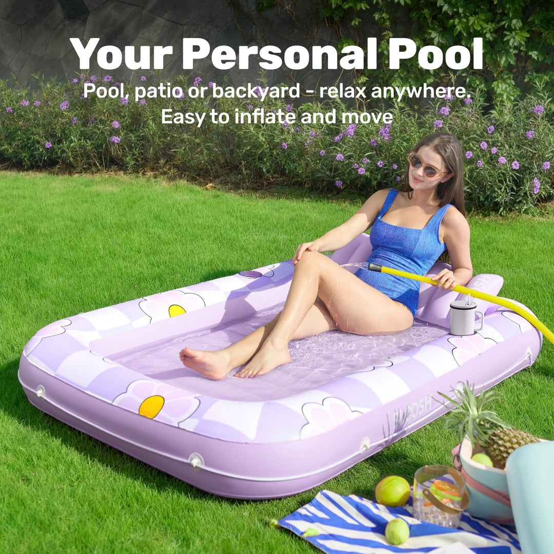 SLOOSH Aufblasbare Tanning Pool, 70" x 46" Grosse aufblasbarer Luftmatratze für Erwachsene mit Kisse