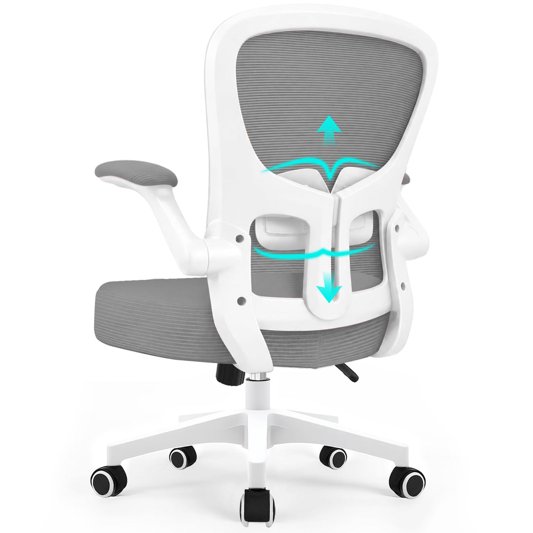 Durrafy Ergonomischer Bürostuhl Schreibtischstuhl mit Hochklappbaren Armlehnen,Verstellbarer Lendenw