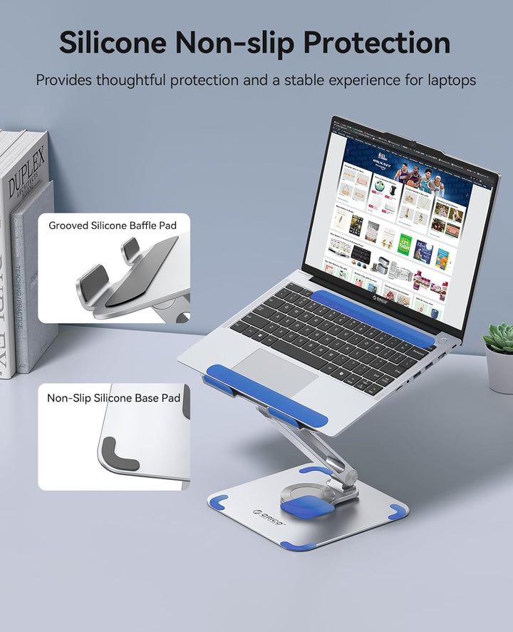 ORICO Laptop Ständer Höhenverstellbar mit 360° Drehsockel, Faltbarer Ergonomischer Notebook Ständer