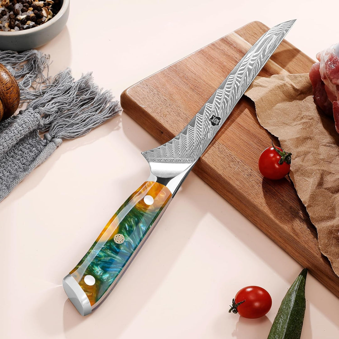 WILDMOK Ausbeinmesser, japanisches Damaskus Kochmesser, Profi Ausbeinfiletmesser, 17.8 cm Profession