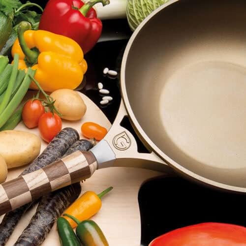 Luchetti Wok mit Antihaftbeschichtung für Induktion, 24 cm, aus Aluminium mit abnehmbarem Griff für