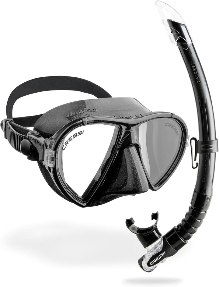Cressi Tauchmaske Ocean Schnorchelset Schwarz/Schwarz, Schnorchelset Schwarz/Schwarz