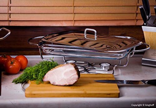 KINGHOFF Speisewärmer mit Glaseinsatz Warmhaltebehälter Kammer Silber 2,9L, 2,9L