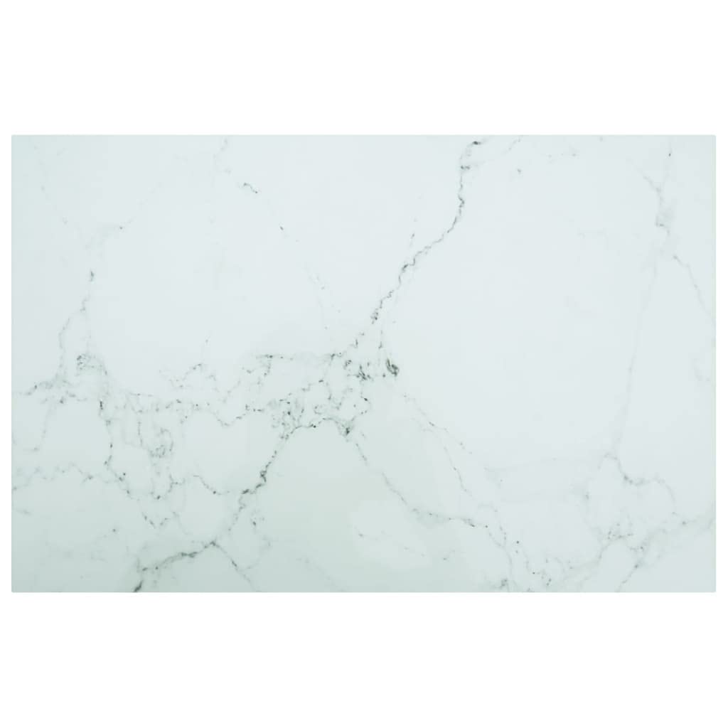 homiuse Tischplatte Weiss 100x62 cm 8 mm Hartglas in Marmoroptik Rechteckig Desktop Gehärtetes Glas