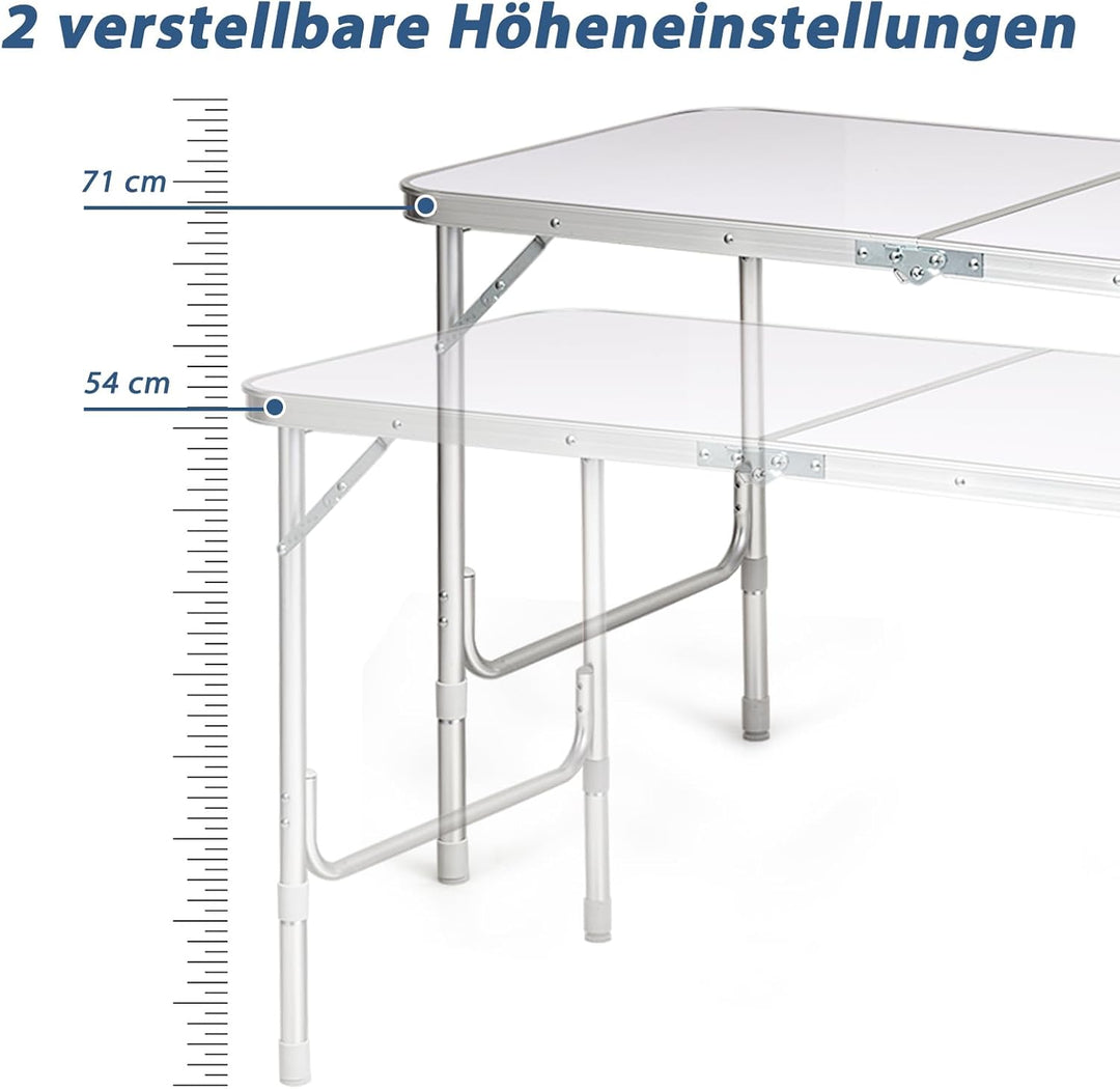 GYMAX faltbar Campingschrank, Campingküche mit grossem Stauraum, 2 einstellbare Höhen, Outdoor Alu P