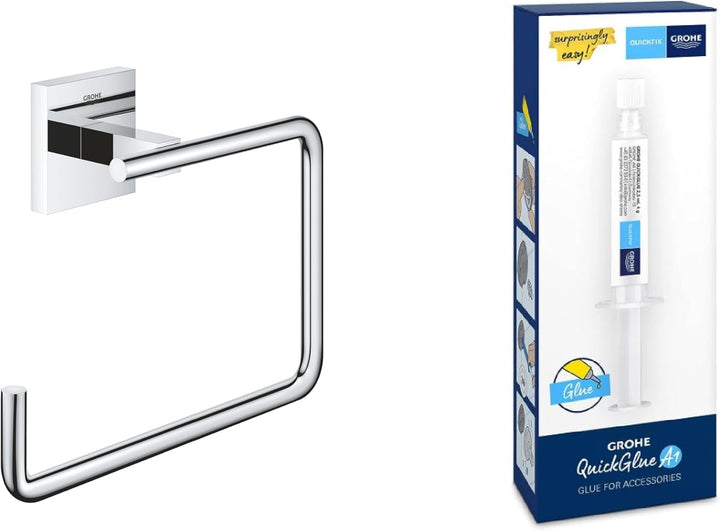 GROHE Start Cube - WC- Papierhalter (verdeckte Befestigung, Material: Metall), chrom, 40975000 + Kle