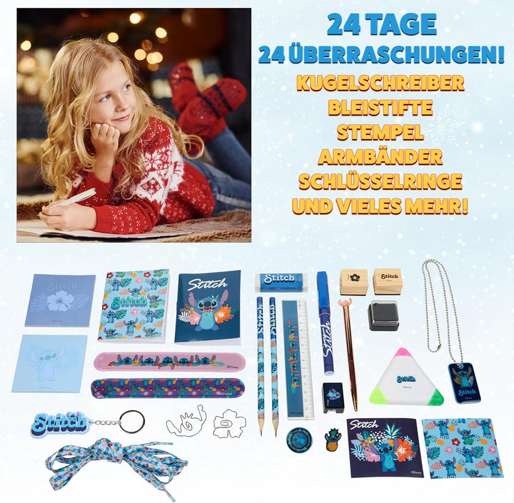 Disney Stitch Adventskalender 2023 Schreibwaren Lilo und Stitch Kinder: 24 Überraschungen mit Schrei