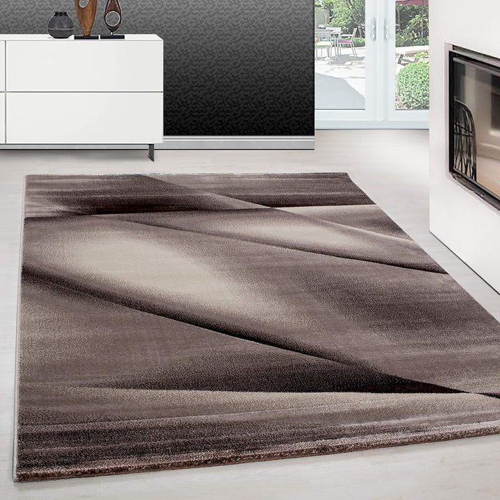 Teppium Moderner Kurzflor Teppich Läufer Flur 80 x 150 cm Braun - Flauschiger Teppich Waschbar, Abst