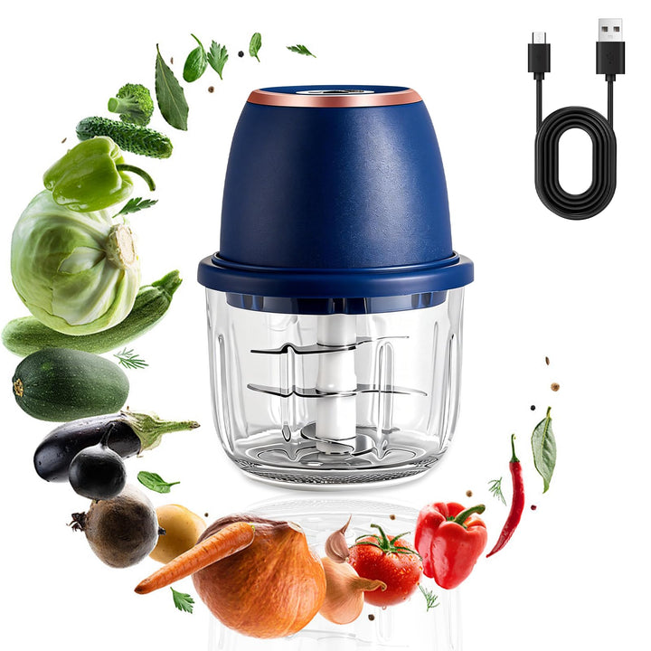 Zerkleinerer Küche Elektrisch 350 ml Glasbehälter, Zwiebel Zerkleinerer Elektrisch mit 6 Edelstahlkl