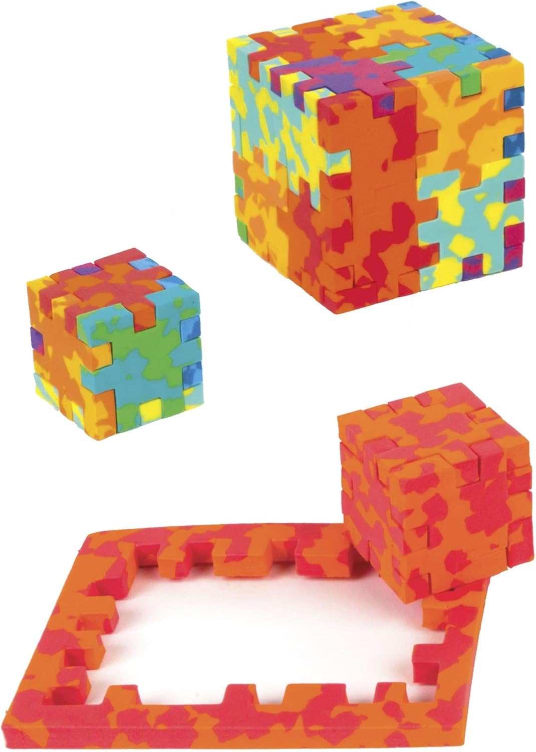 HAPPY HCE300 Expert Cardboard Box 3D Puzzle, Pack of 6, 6 Marble Colours = Blue, Green, Yellow, Fuch