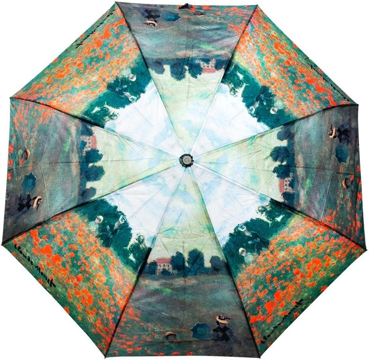 LUCKYWEATHER Regenschirm Taschenschirm Mini Damen Motiv Monet Mohnblumenfeld I Taschenschirme klein