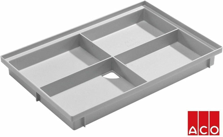 ACO 600x400 Fussmatte Rips hellgrau mit Bodenwanne Vario Light Schuhabstreifer Abtreter