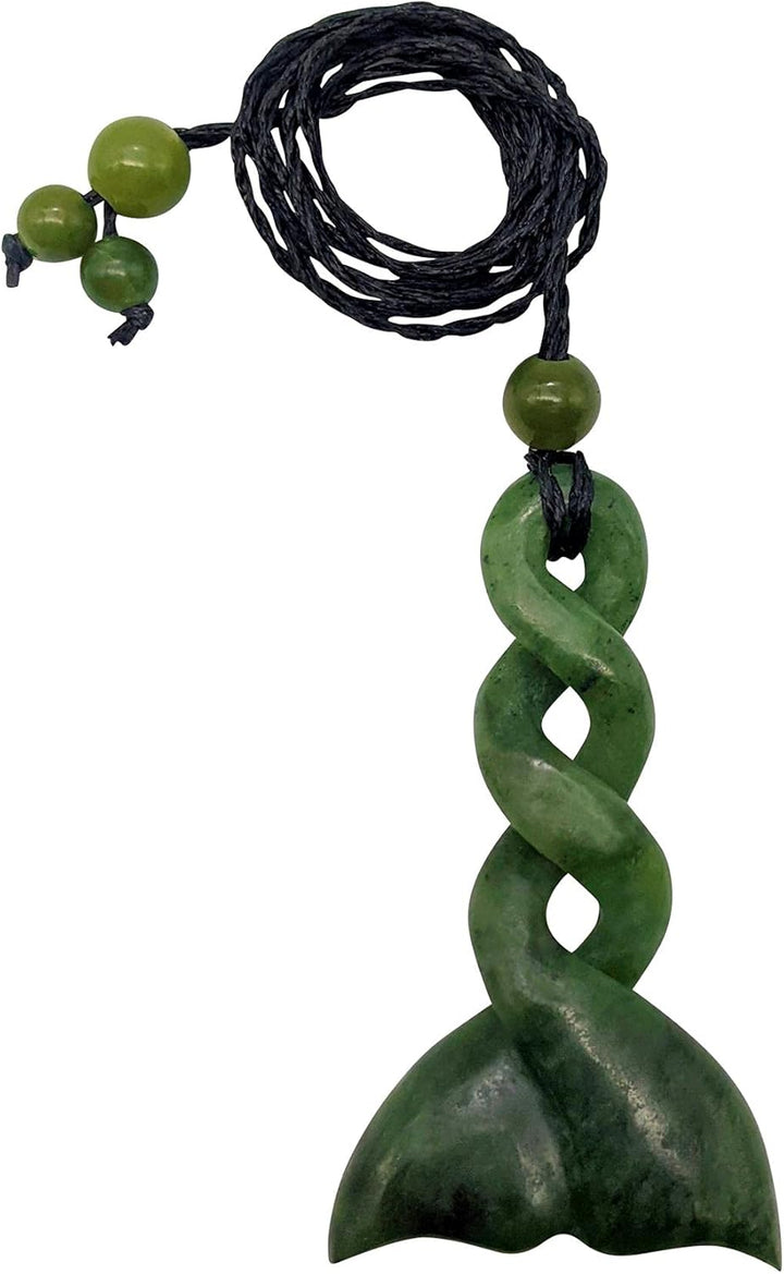 81stgeneration Anhänger Halskette Walfischschwanz Handgeschnitzte Nephrit-Jade für Damen und Herren