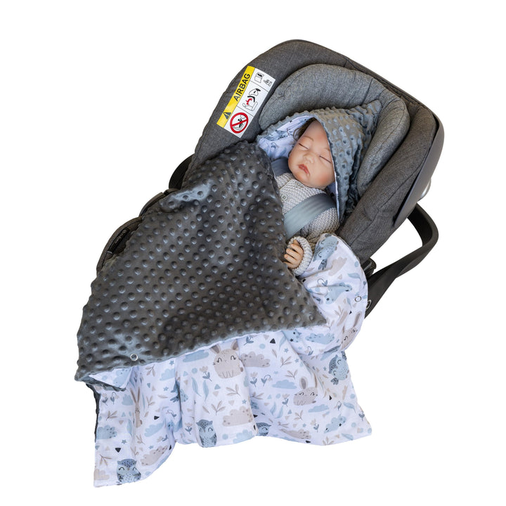 LOOLAY Einschlagdecke Babyschale kompatibel mit 3 und 5 Punkt Gurtsystemen – Babydecke für Autositz